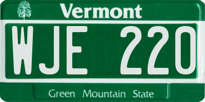 VT license plate WJE220