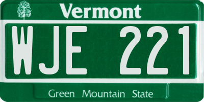 VT license plate WJE221