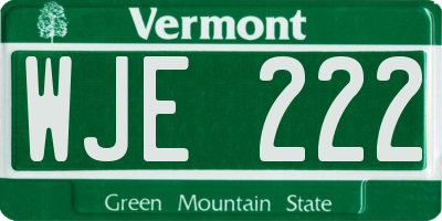 VT license plate WJE222