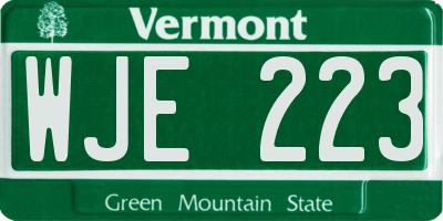 VT license plate WJE223