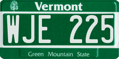 VT license plate WJE225