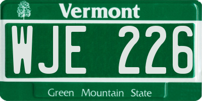 VT license plate WJE226