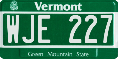 VT license plate WJE227