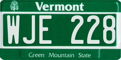VT license plate WJE228