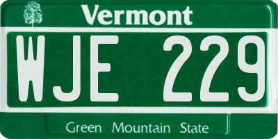 VT license plate WJE229