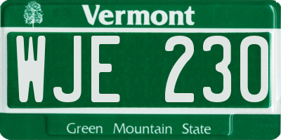 VT license plate WJE230