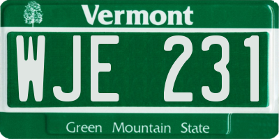 VT license plate WJE231