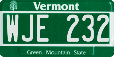VT license plate WJE232