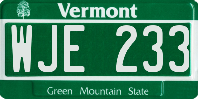 VT license plate WJE233