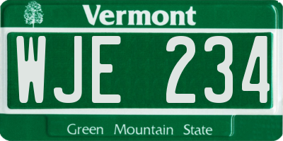VT license plate WJE234