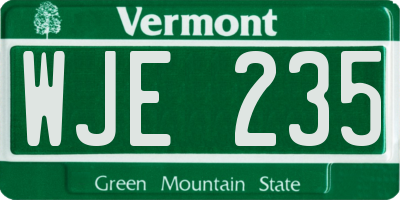 VT license plate WJE235