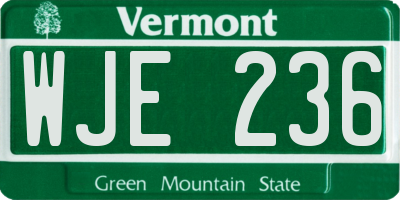 VT license plate WJE236