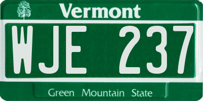 VT license plate WJE237