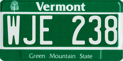 VT license plate WJE238