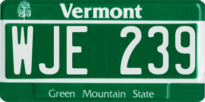 VT license plate WJE239