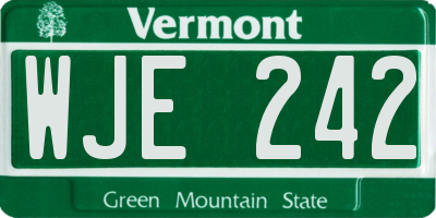 VT license plate WJE242