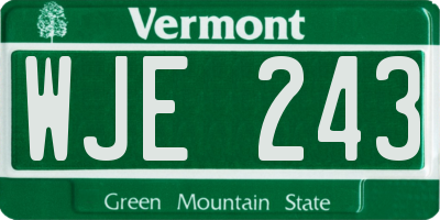 VT license plate WJE243