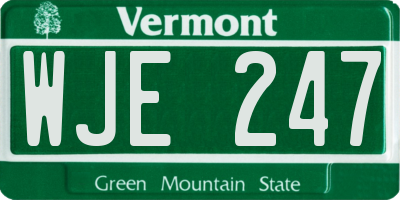 VT license plate WJE247