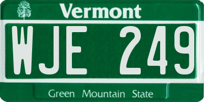 VT license plate WJE249