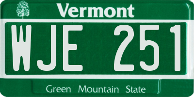 VT license plate WJE251