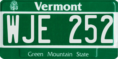 VT license plate WJE252
