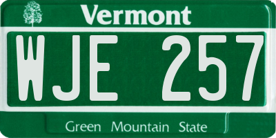 VT license plate WJE257