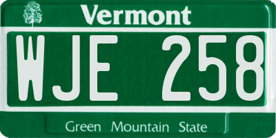 VT license plate WJE258