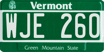 VT license plate WJE260