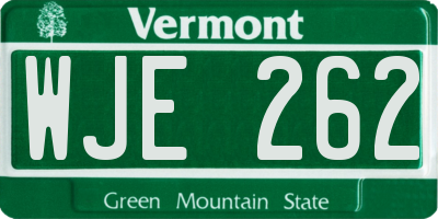 VT license plate WJE262