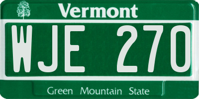 VT license plate WJE270