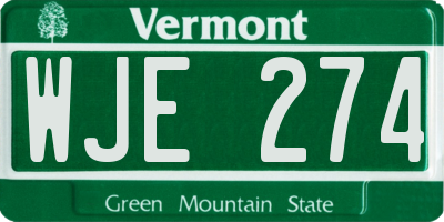 VT license plate WJE274