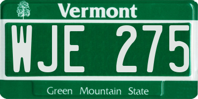 VT license plate WJE275