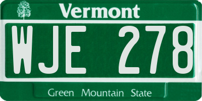 VT license plate WJE278
