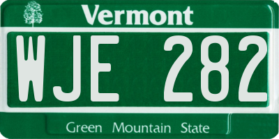 VT license plate WJE282