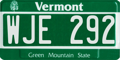 VT license plate WJE292