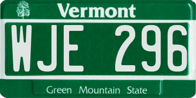 VT license plate WJE296