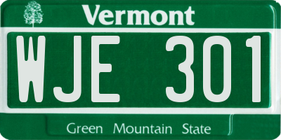 VT license plate WJE301