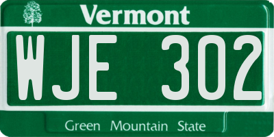 VT license plate WJE302