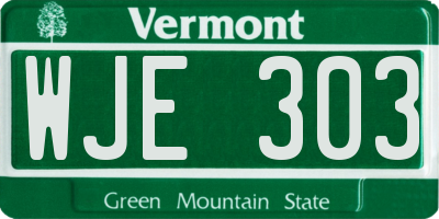 VT license plate WJE303