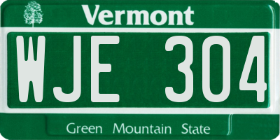 VT license plate WJE304