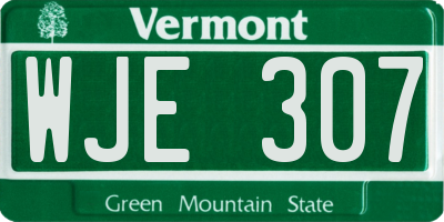 VT license plate WJE307