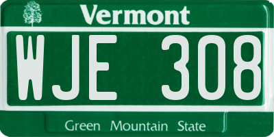 VT license plate WJE308