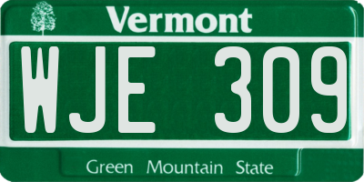 VT license plate WJE309
