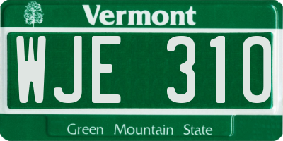 VT license plate WJE310