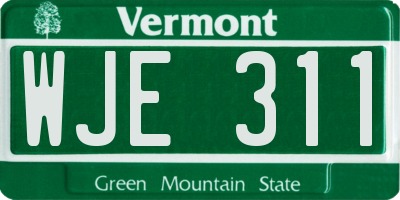VT license plate WJE311