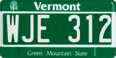 VT license plate WJE312