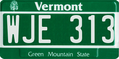 VT license plate WJE313