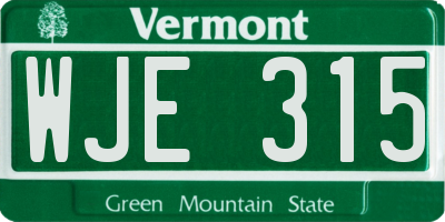 VT license plate WJE315