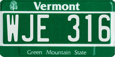 VT license plate WJE316