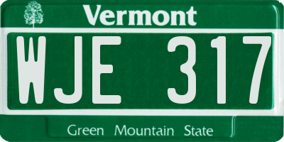VT license plate WJE317